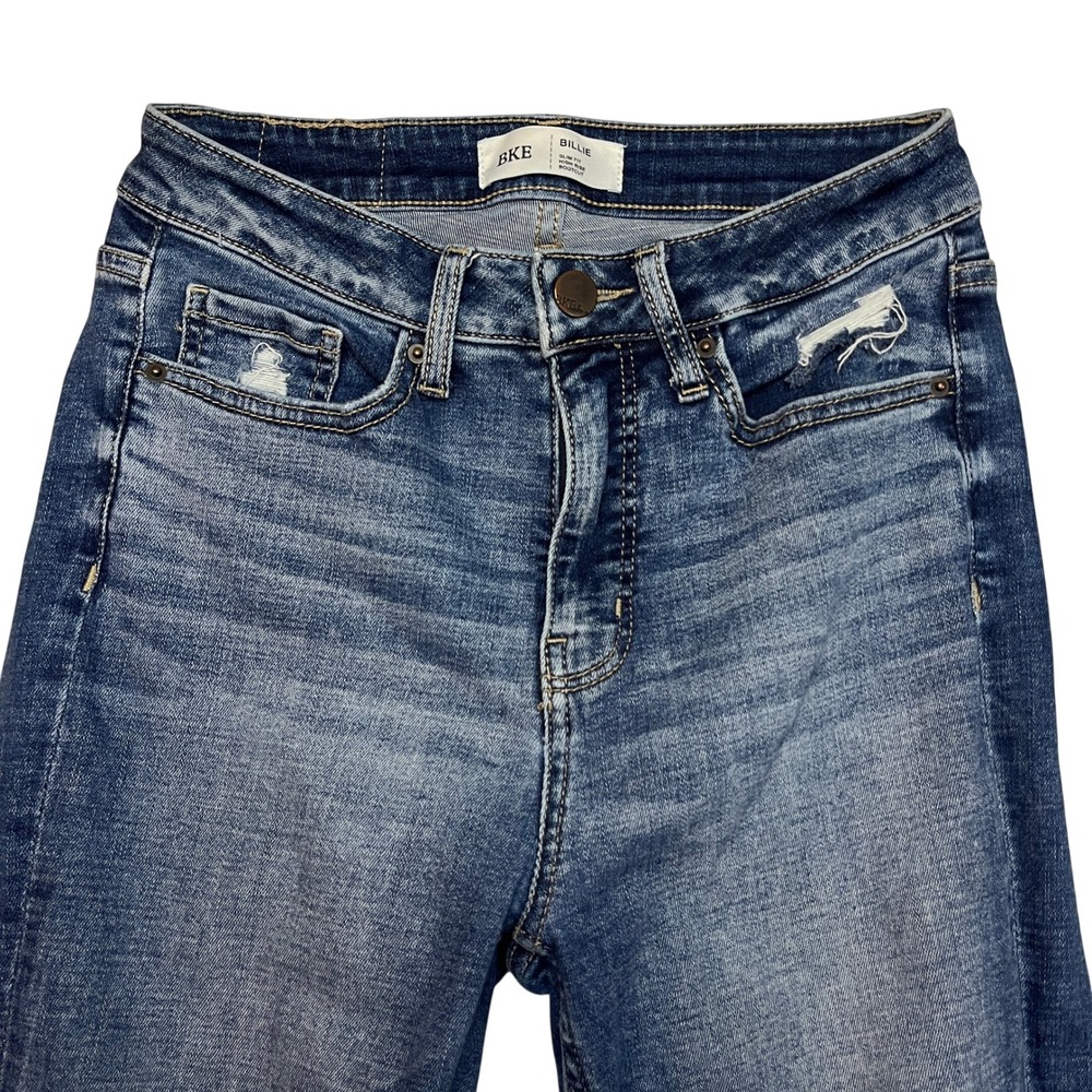 BKE Jeans Womens 26 Blue Billie High Rise Slim Fit Bootcut Distressed AXB820S